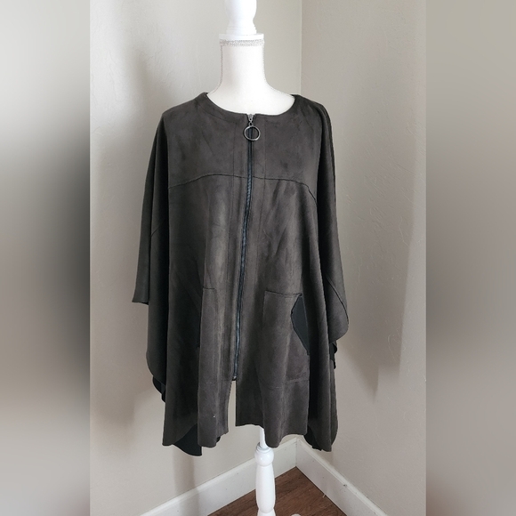 Suede Poncho Style Jacket - Picture 2 of 7